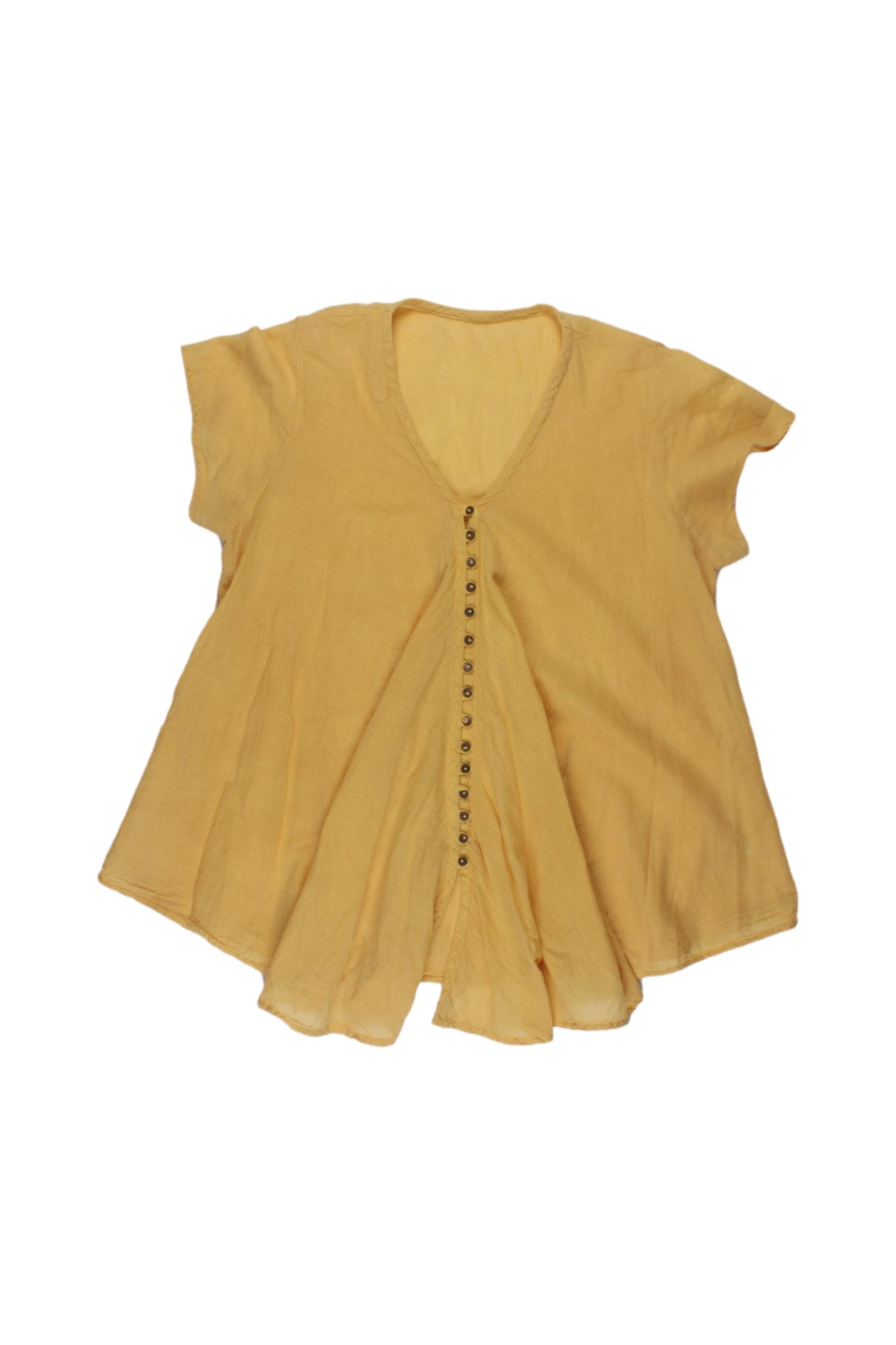 BRANDLESS - Blusa Suelta Color Amarillo Con Botones