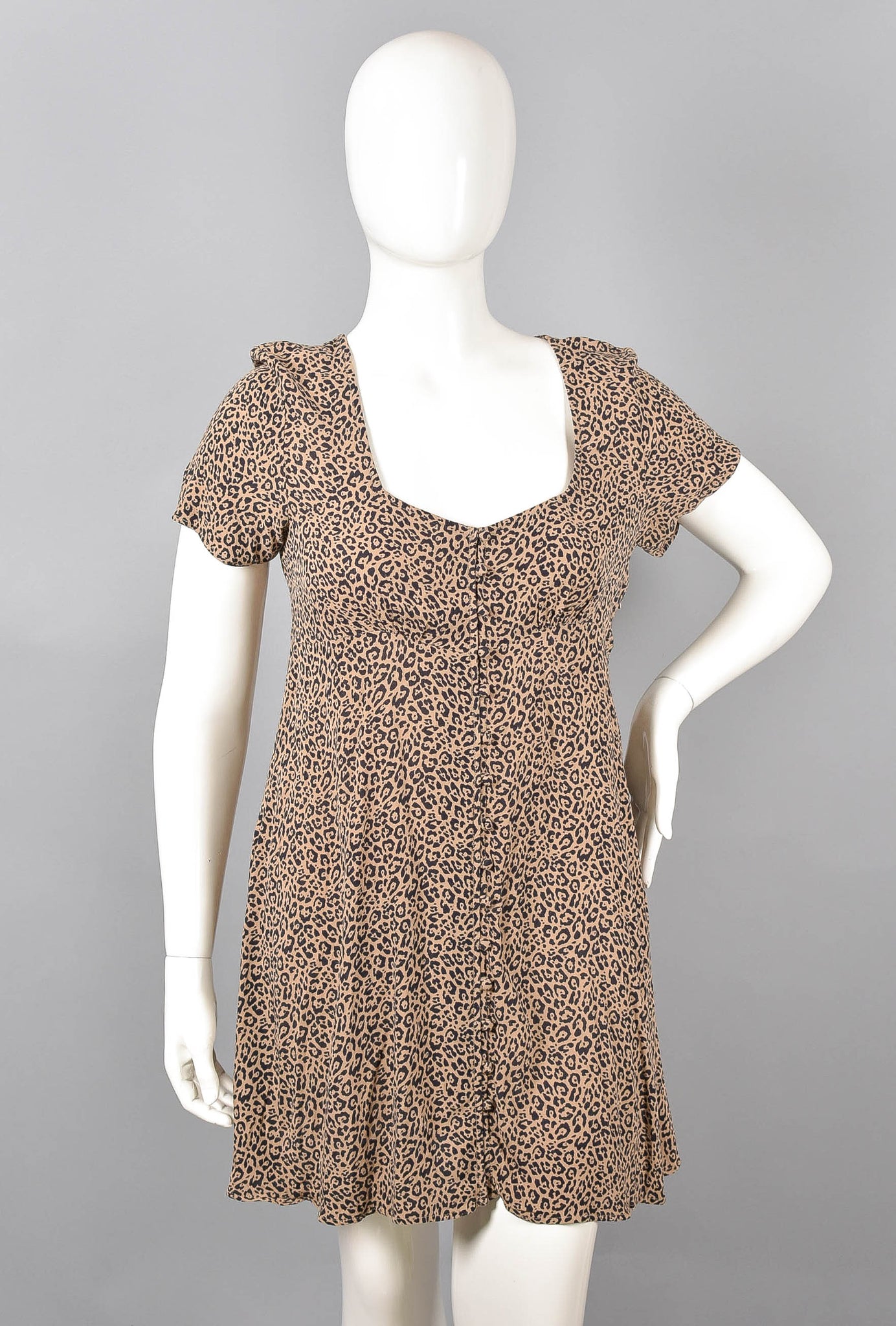 AMERICAN EAGLE OUTFITTERS - Vestido Mini Animal Print Cafe Y Negro