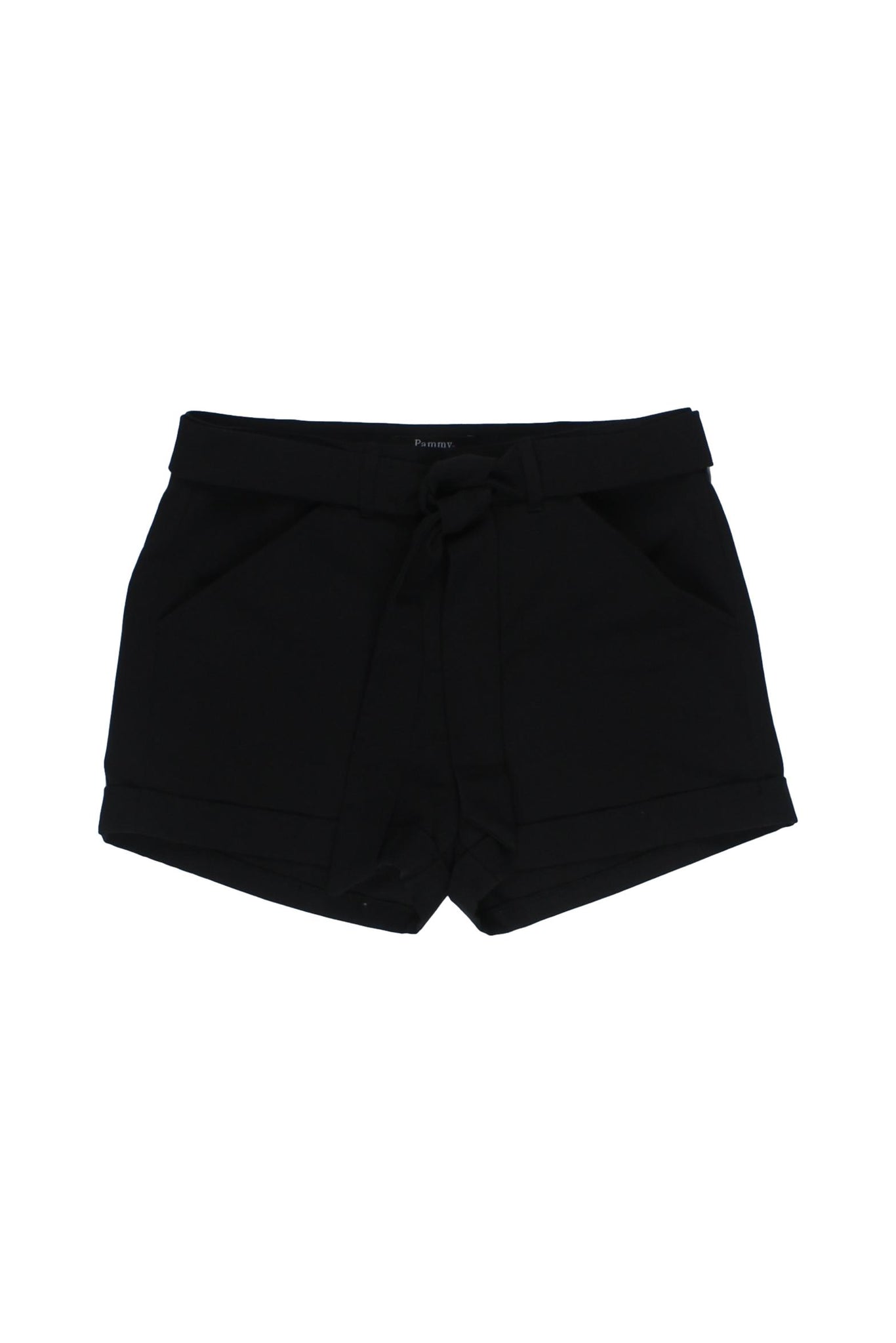 PAMMY - Shorts Color Negro Con Detalle De Liston Como Cinturon