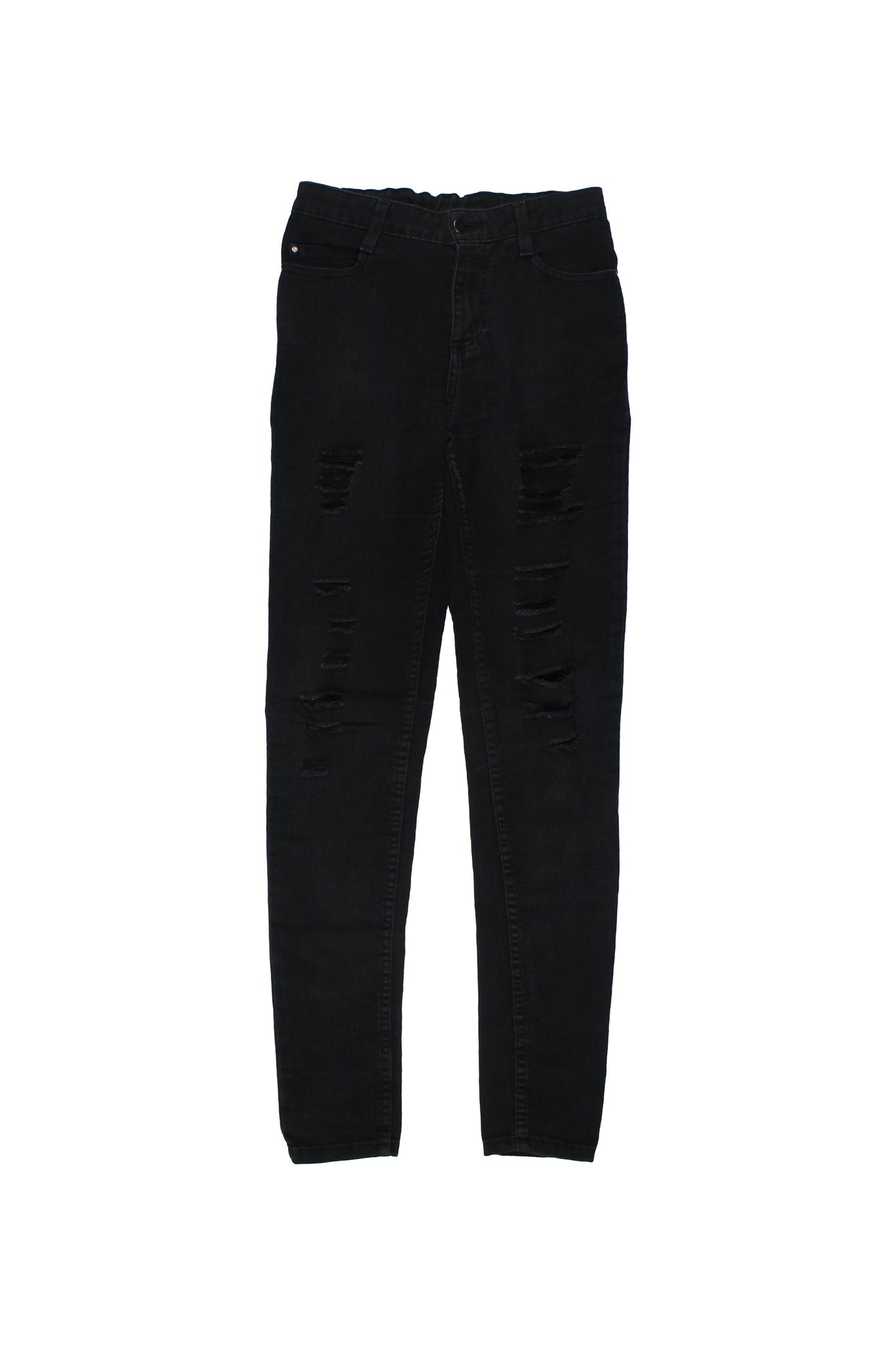 ANDREA - Skinny Jeans Color Negro Con Detalles Rotos