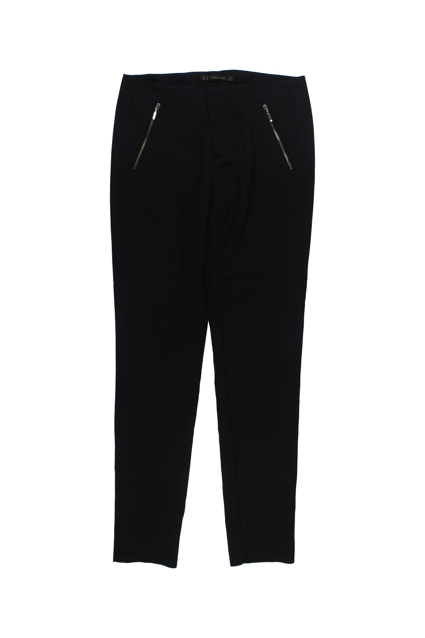ZARA - Pantalones Color Negro Con Detalle De Cierres