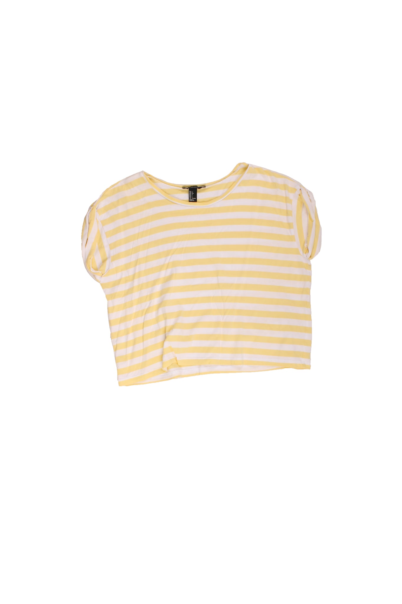 FOREVER 21 - Blusa Cropped Lineas Amarillo Blanco
