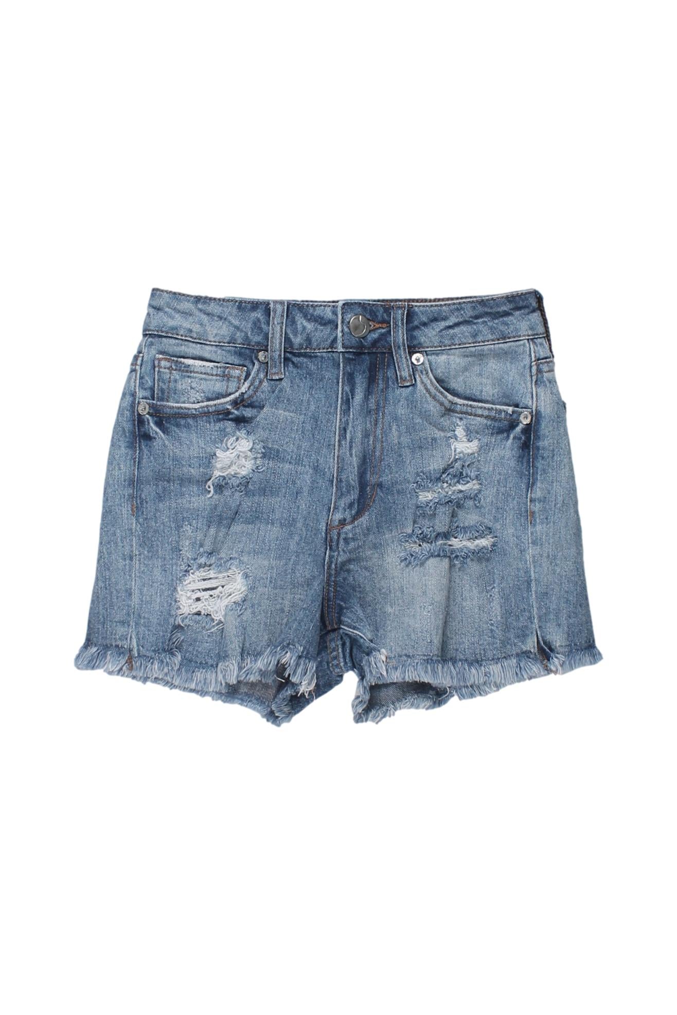 JOE'S - Denim Shorts Color Azul Con Detalles Rotos