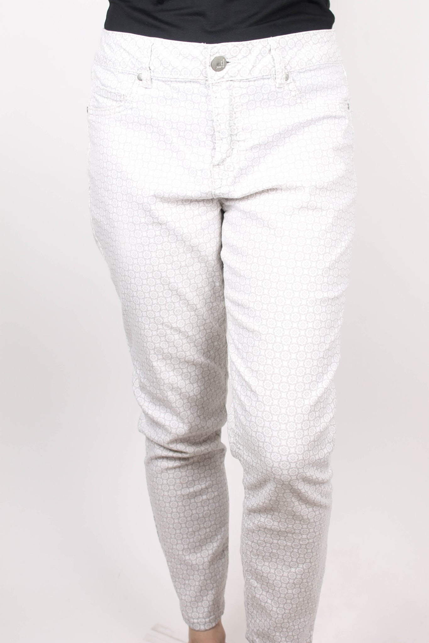 D.JEANS - Jeans Blancos Con Estamado –